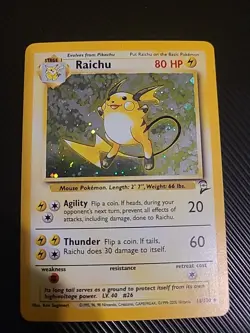 Raichu 16/130 Base Set 2 Holo Rare Pokemon TCG Vintage WOTC - LP+ - Image 1