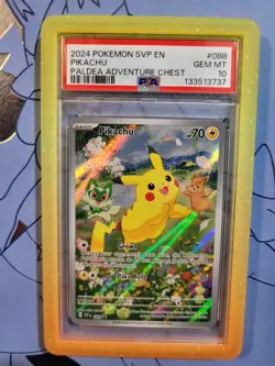 Pokemon Pikachu 088 Black STAR Promo Paldean Adventure Chest PSA 10 A+ RARE - Image 2