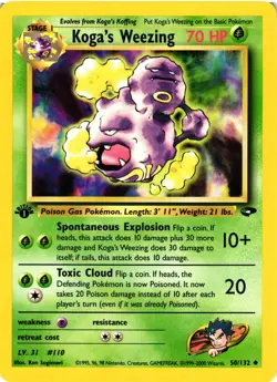 Pokemon TCG Koga’s Weezing 50/132 1st Edition Gym Challenge Uncommon VLP - Image 1