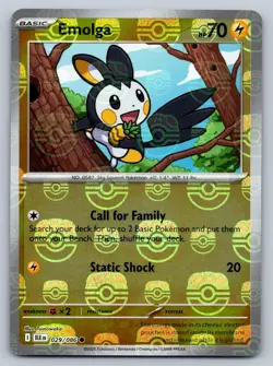 Emolga 029/086 Common Black Bolt Pokemon Master Ball Near Mint - Image 1