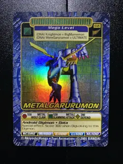 DIGIMON MetalGarurumon ST-85 Holo Foil Trading Card 2001 BANDAI LP - Image 1