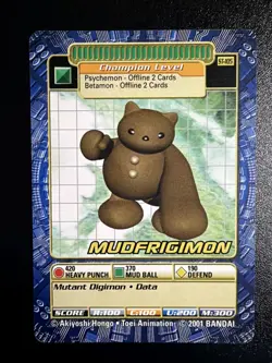 DIGIMON MUDFRIGIMON 2001 BANDAI CHAMPION LEVEL CARD # ST-105 - Image 1