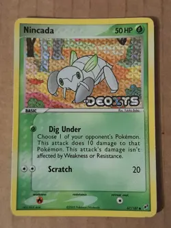 Pokemon Nincada 67/107 Deoxys Reverse Holo Rare LP See Pictures - Image 1