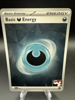 Play! Pokemon Prize Pack 6 Cosmo Holo Dark Basic Energy SVE015 Pack Fresh - NM - Image 1