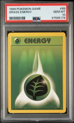 1999 POKEMON GAME #99 GRASS ENERGY PSA 10 - Image 1