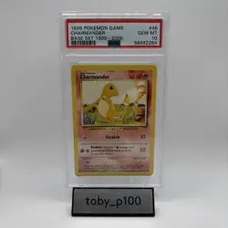 PSA 10 Charmander 46/102 Pokemon Base Set 1999-2000 #49 1999 - Image 1