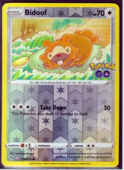 BIDOOF (Peelable Ditto) 058/078 POKEMON GO REVERSE HOLO NM/LP (Excellent) (B1) - Image 1