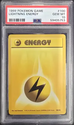 1999 POKEMON GAME #100 LIGHTNING ENERGY PSA 10 - Image 1
