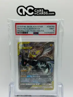 2019 POKEMON SM BLACK STAR PROMO #SM168 PIKACHU & ZEKROM GX PROMO TAG TEAM PSA 9 - Image 3