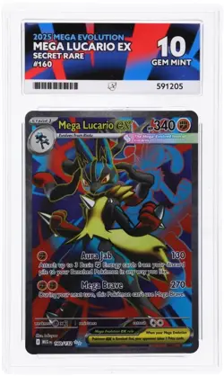 Mega Lucario EX 160/132 Mega Evolution ACE 10 Gem Mint Pokemon Perfect Subgrades - Image 4