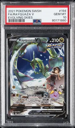2021 POKEMON SWORD & SHIELD EVOLVING SKIES #194 FULL ART/RAYQUAZA V PSA 10 - Image 1