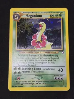 Pokemon TCG Meganium Neo Genesis Holo Unlimited Rare Card 11/111 SWIRL bot left - Image 2