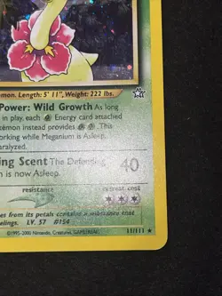 Pokemon TCG Meganium Neo Genesis Holo Unlimited Rare Card 11/111 SWIRL bot left - Image 5