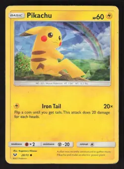 Pokemon TCG Shining Legends Cracked Ice Holo Pikachu #28/73 - Image 1