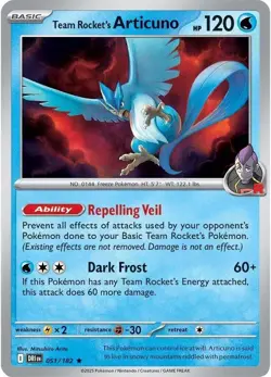 Pokemon TCG Team Rocket's Articuno 051/182 | Destined Rivals | Rare Holo | NM - Image 1