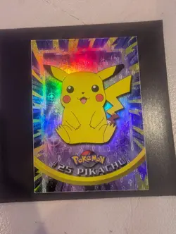 1999 topps POKEMON tv animation SERIES 1 #25 Pikachu Rainbow Foil Black Logo - Image 1
