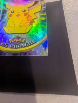 1999 topps POKEMON tv animation SERIES 1 #25 Pikachu Rainbow Foil Black Logo - Image 4
