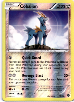 Pokemon TCG Cobalion 74/114 XY Steam Siege Reverse Holo Rare Lightly Played - Image 1