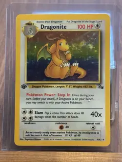 Pokemon Dragonite 4/62 Fossil 1st Edition Holo Rare 1999 - Image 1