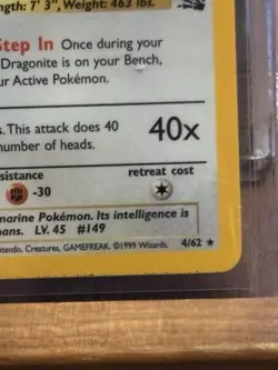 Pokemon Dragonite 4/62 Fossil 1st Edition Holo Rare 1999 - Image 4