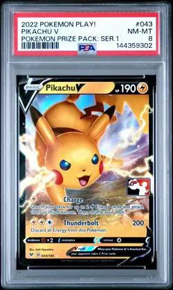 2022 Pokemon Vivid Voltage Play! Prize 1 Pikachu V #043 PSA 8 - Image 1