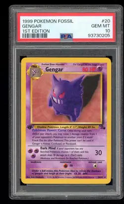 Gengar - Rare - #20 Fossil 1. Edition - English - PSA 10 Gem Mint - Image 1