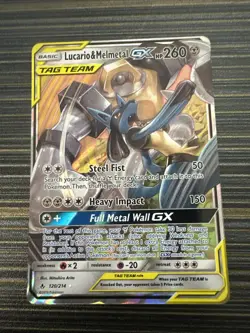 Lucario & Melmetal GX 120/214 Holo Tag Team Unbroken Bonds Pokemon TCG NM - Image 1