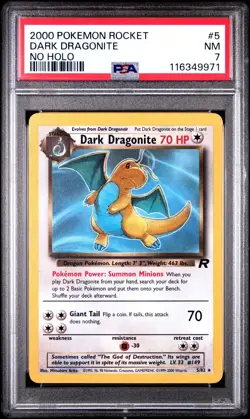 Pokemon Dark Dragonite Team Rocket Rare #5 NO HOLO ERROR PSA 7 Near Mint - Image 1