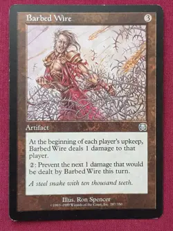 Magic The Gathering MERCADIAN MASQUES BARBED WIRE artifact card MTG - Image 1