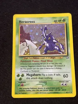 Heracross Neo Genesis Holo Card 6/111 SWIRL above pincers - Image 1