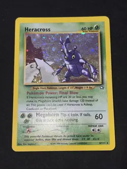 Heracross Neo Genesis Holo Card 6/111 SWIRL above pincers - Image 2