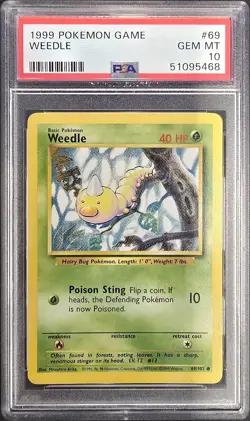 1999 POKEMON GAME #69 WEEDLE PSA 10 - Image 1