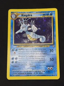 Pokemon Kingdra Unlimited Holo Rare TCG Card Neo Genesis 8/111 SWIRL bot left - Image 2