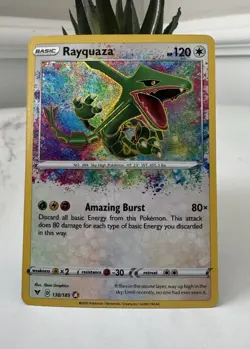 Pokemon Rayquaza Amazing Rare Holo Card SWSH04 Vivid Voltage 138/185 - Image 1