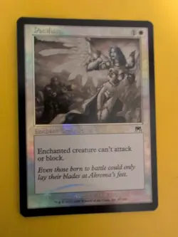 Pacifism. Enchant Creature.Onslaught. MTG Card. Old vintage FOIL. Shooting star. - Image 2