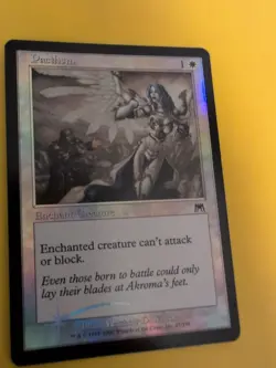 Pacifism. Enchant Creature.Onslaught. MTG Card. Old vintage FOIL. Shooting star. - Image 3