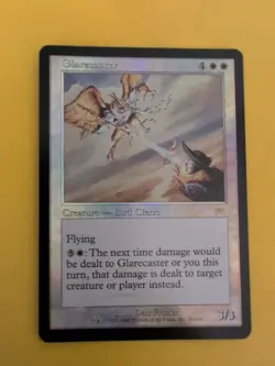 Glarecaster. Bird Cleric Onslaught. MTG Card. Old vintage FOIL. Shooting star. - Image 2