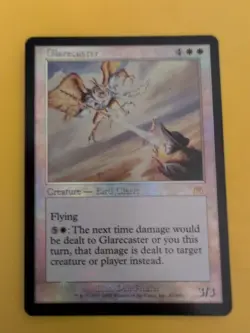 Glarecaster. Bird Cleric Onslaught. MTG Card. Old vintage FOIL. Shooting star. - Image 3