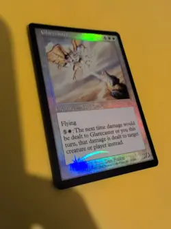 Glarecaster. Bird Cleric Onslaught. MTG Card. Old vintage FOIL. Shooting star. - Image 4