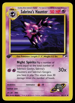 Pokemon Card - Sabrina's Haunter Gym Heroes 58/132 Uncommon 1st Edition - Image 1