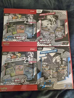 Pokemon Sam’s Club 1x White Flare Binder + 1x Black Bolt Binder 2x Poster Bundle - Image 1