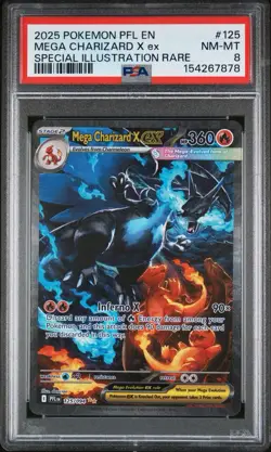 2025 POKEMON PFL EN-PHANTASMAL FLAMES #125 MEGA CHARIZARD X EX PSA 8 - Image 1