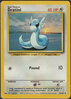 💥 Dratini | Pokemon TCG 1999 | (Base Set) Non Holo Vintage # 26/102 - Image 1