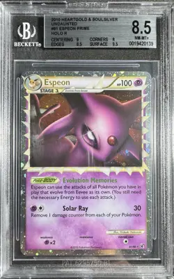 2010 Heart Gold Soul Silver Undaunted Espeon Prime Holo R #81 BGS 8.5 NM-MT+ - Image 1