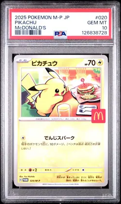 2025 POKEMON JAPANESE M-P PROMO MCDONALD'S #020 PIKACHU PSA 10 - Image 1