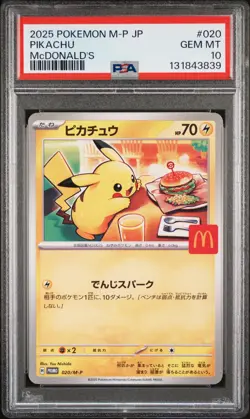 2025 POKEMON JAPANESE M-P PROMO MCDONALD'S #020 PIKACHU PSA 10 - Image 1