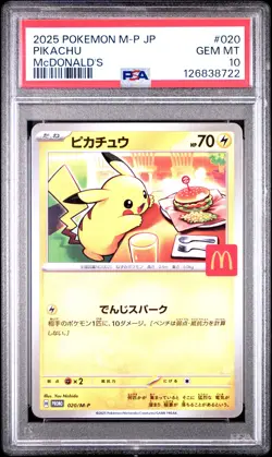 2025 POKEMON JAPANESE M-P PROMO MCDONALD'S #020 PIKACHU PSA 10 - Image 1