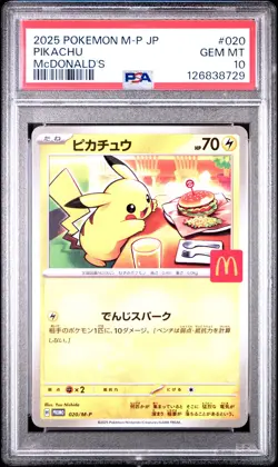 2025 POKEMON JAPANESE M-P PROMO MCDONALD'S #020 PIKACHU PSA 10 - Image 1