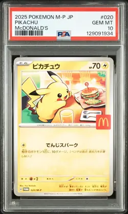 2025 POKEMON JAPANESE M-P PROMO MCDONALD'S #020 PIKACHU PSA 10 - Image 1