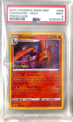 2020 Pokemon SwSh BSP Prerelease #066 Charizard Holo PSA Mint 9 - Image 1